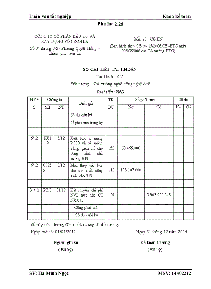 image for page Kế toán tập hợp chi phí sản xuất và tính giá thành sản phẩm xây dựng tại Công ty Cổ phần dầu tư và xây dựng số 1 Sơn La