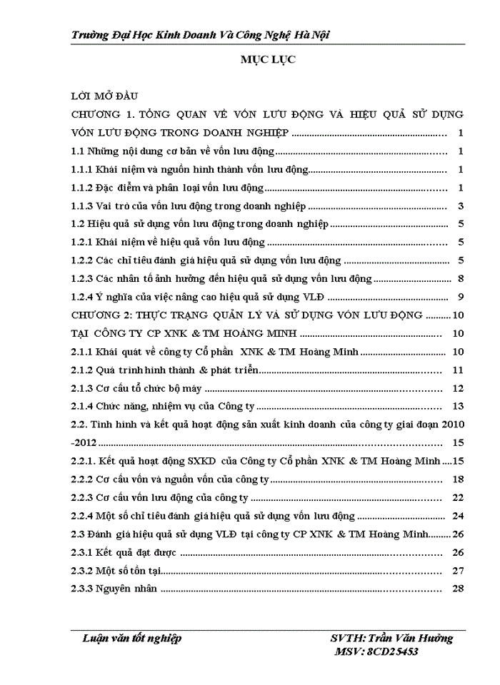 image for page Một số giải pháp nâng cao hiệu quả sử dụng vốn lưu động tại công ty Cổ phần XNK & TM Hoàng Minh.