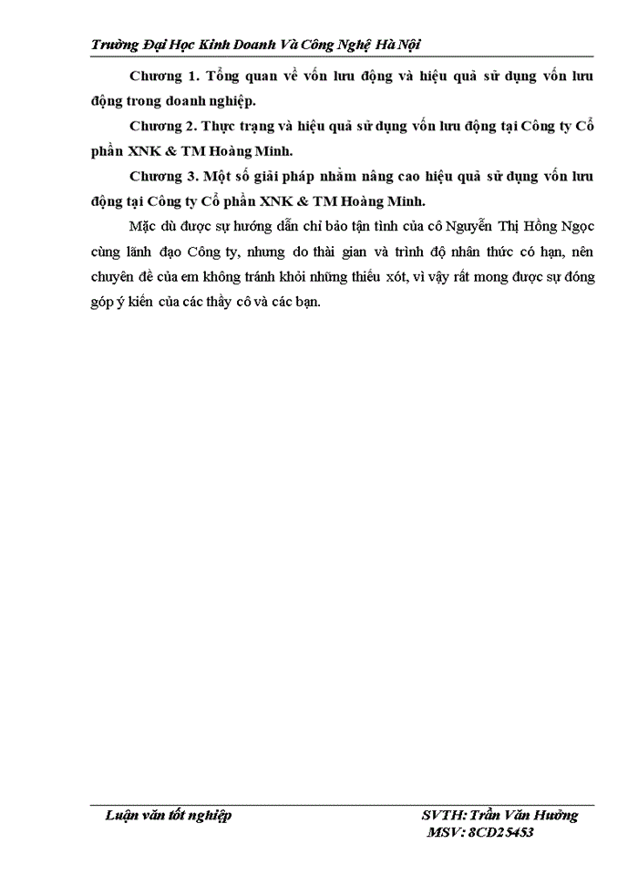 image for page Một số giải pháp nâng cao hiệu quả sử dụng vốn lưu động tại công ty Cổ phần XNK & TM Hoàng Minh.
