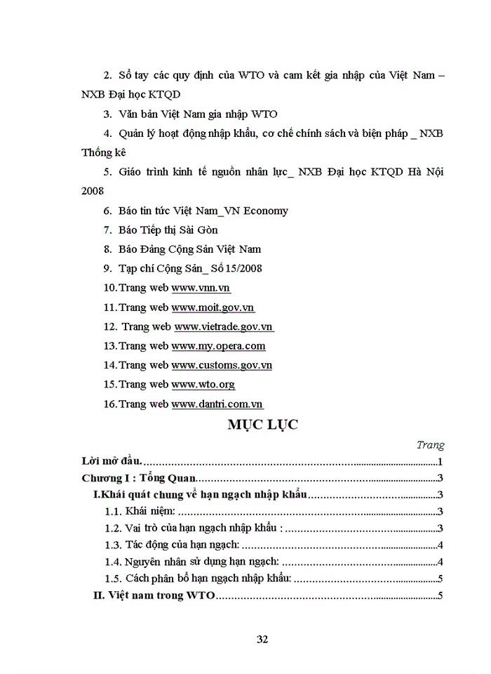 image for page Hạn ngạch nhập khẩu của Việt Nam trong WTO và vấn đề hoàn thiện
