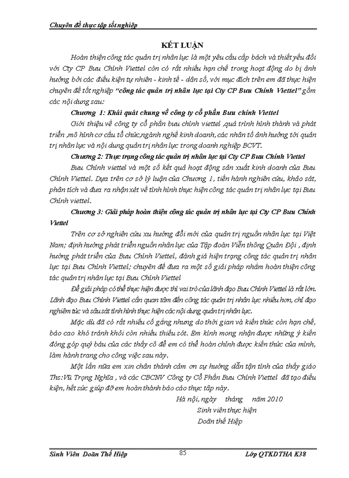 image for page Giải pháp hoàn thiện quản trị nhân lực tại Công ty cổ phần Bưu Chính Viettel