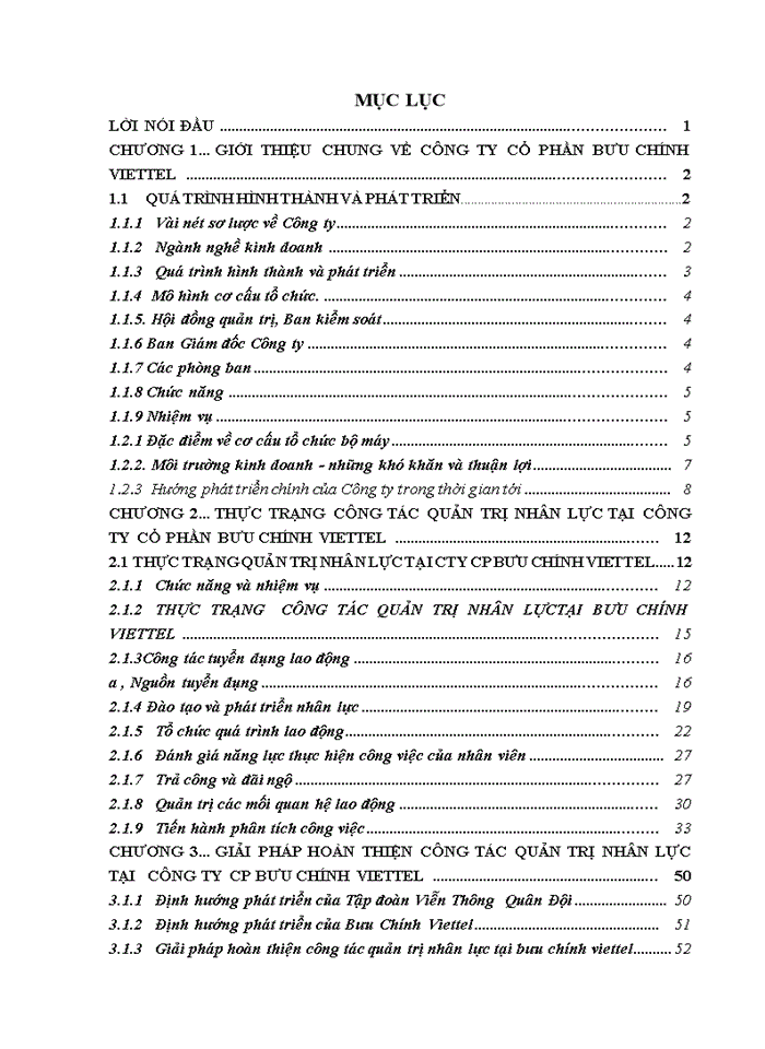 image for page Giải pháp hoàn thiện quản trị nhân lực tại Công ty cổ phần Bưu Chính Viettel