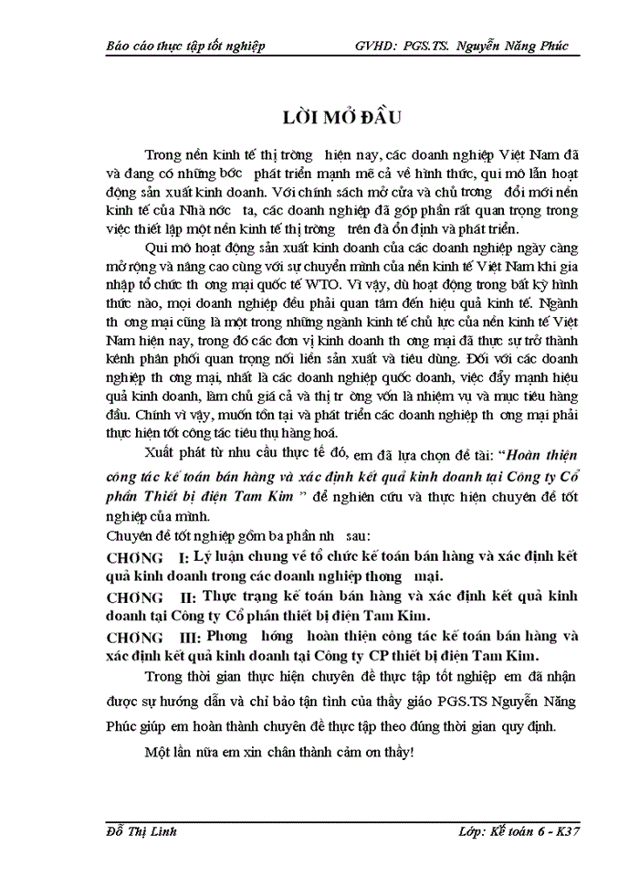 image for page Hoàn thiện công tác kế toán bán hàng và xác định kết quả kinh doanh tại Công ty Cổ phần Thiết bị điện Tam Kim