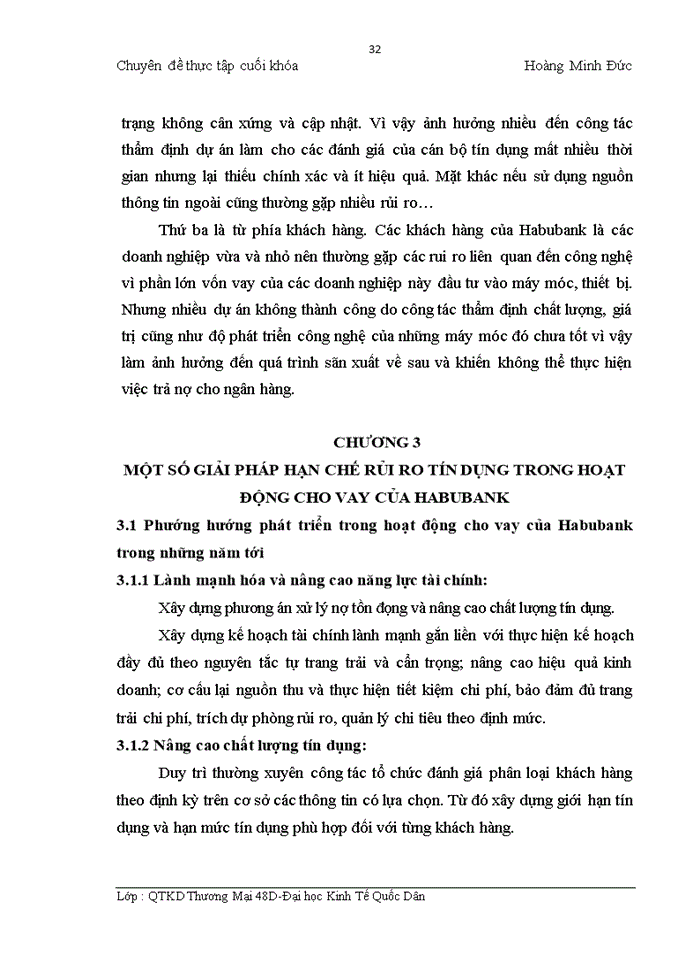 image for page Một số giải pháp nhằm hạn chế rủi ro tín dụng trong hoạt động cho vay của ngân hàng TMCP nhà Hà Nội (Habubank)