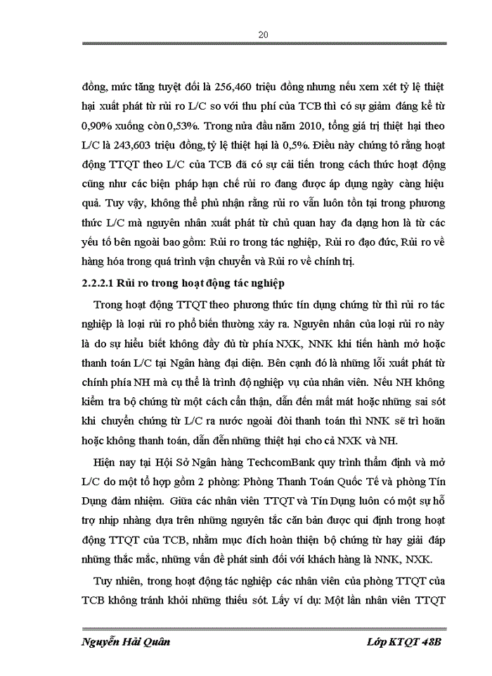 image for page Giải pháp hạn chế rủi ro trong hoạt động Thanh Toán Quốc Tế theo phương thức Tín dụng Chứng từ tại Hội Sở Ngân hàng Thương mại Cổ phần Kỹ Thương Việt Nam