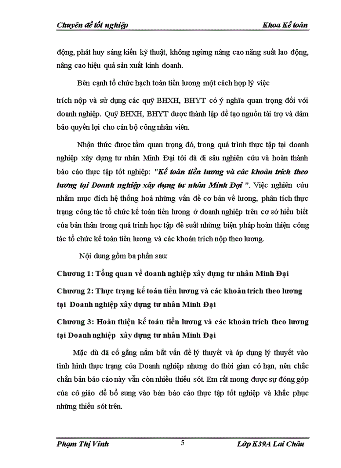 image for page Kế toán tiền lương và các khoản trích theo lương tại Doanh nghiệp xây dựng tư nhân Minh Đại