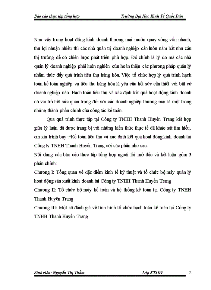 image for page Kế toán tiêu thụ và xác định kết quả hoạt động kinh doanh tại Công ty TNHH Thanh Huyền Trang