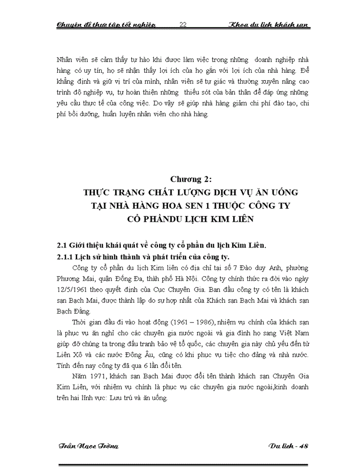 image for page Nâng cao chất lượng dịch vụ ăn uống  tại nhà hàng Hoa Sen I thuộc công ty Cổ phần Du lịch Kim Liên