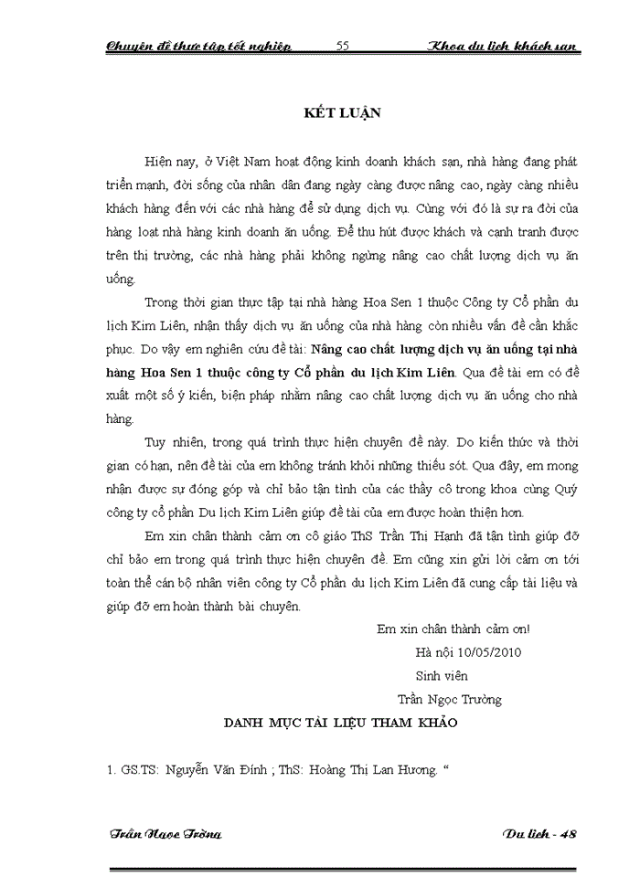 image for page Nâng cao chất lượng dịch vụ ăn uống  tại nhà hàng Hoa Sen I thuộc công ty Cổ phần Du lịch Kim Liên