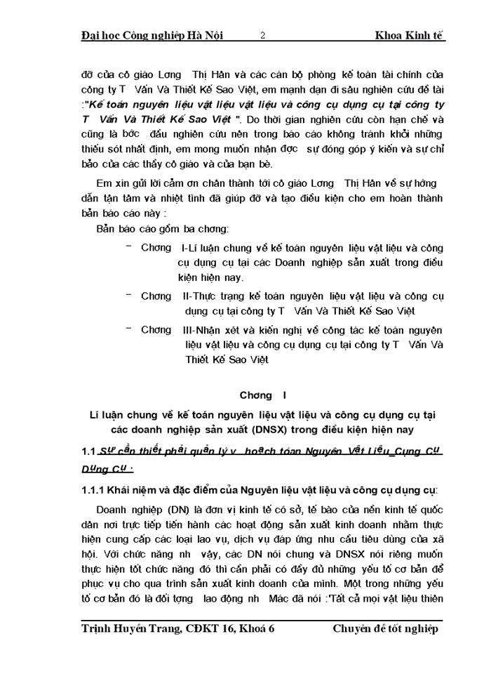 Kế toán nguyên liệu vật liệu vật liệu và công cụ dụng cụ tại công ty Tư Vấn Và Thiết Kế Sao Việt
