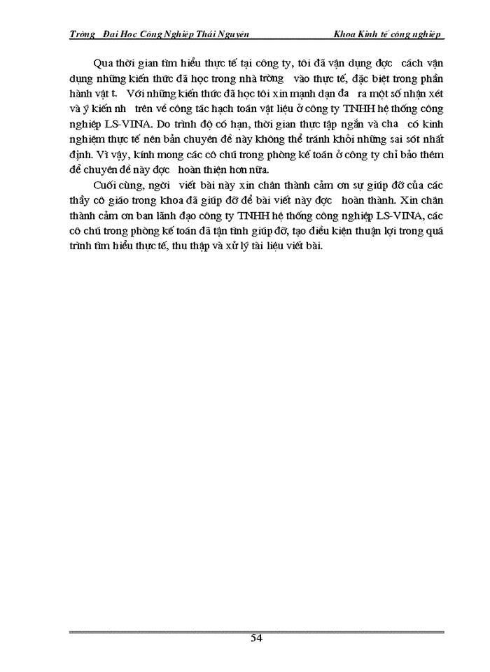 image for page Tổ chức kế toán Vật liệu và Công cụ, dụng cụ để nghiên cứu trong thời gian thực tập tại Công ty TNHH hệ thống  công nghiệp LS-VINA.