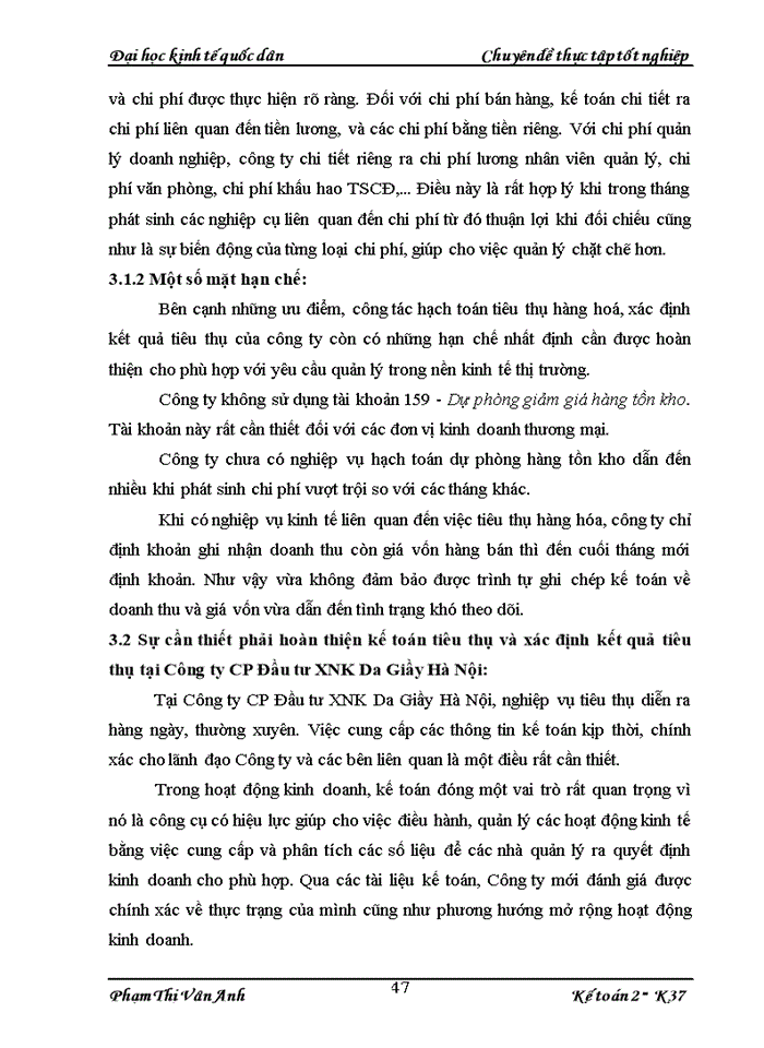 image for page Hoàn thiện kế toán tiêu thụ và xác định kết quả tiêu thụ hàng hóa tại Công ty CP Đầu tư XNK Da Giầy Hà Nội