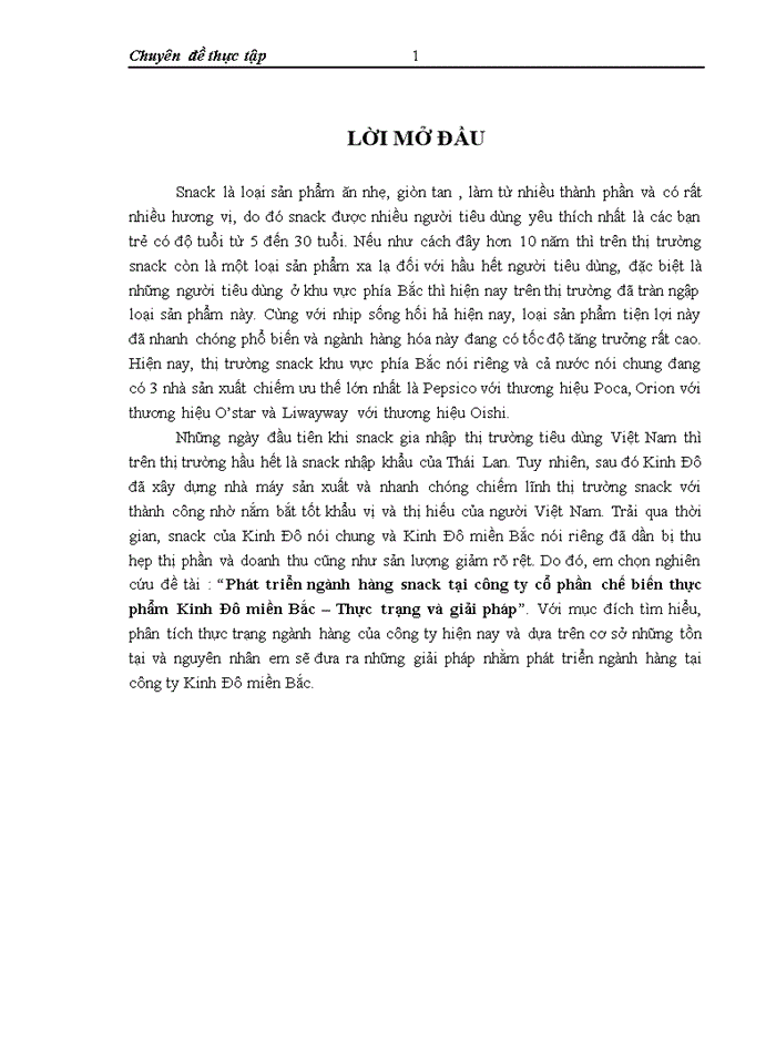 image for page Phát triển ngành hàng snack tại công ty cổ phần chế biến thực phẩm Kinh Đô miền Bắc – Thực trạng và giải pháp