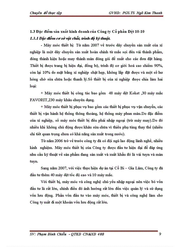 image for page Nâng cao hiệu quả quản lý và sử dụng Vốn lưu động tại Công ty Cổ phần Dệt 10-10