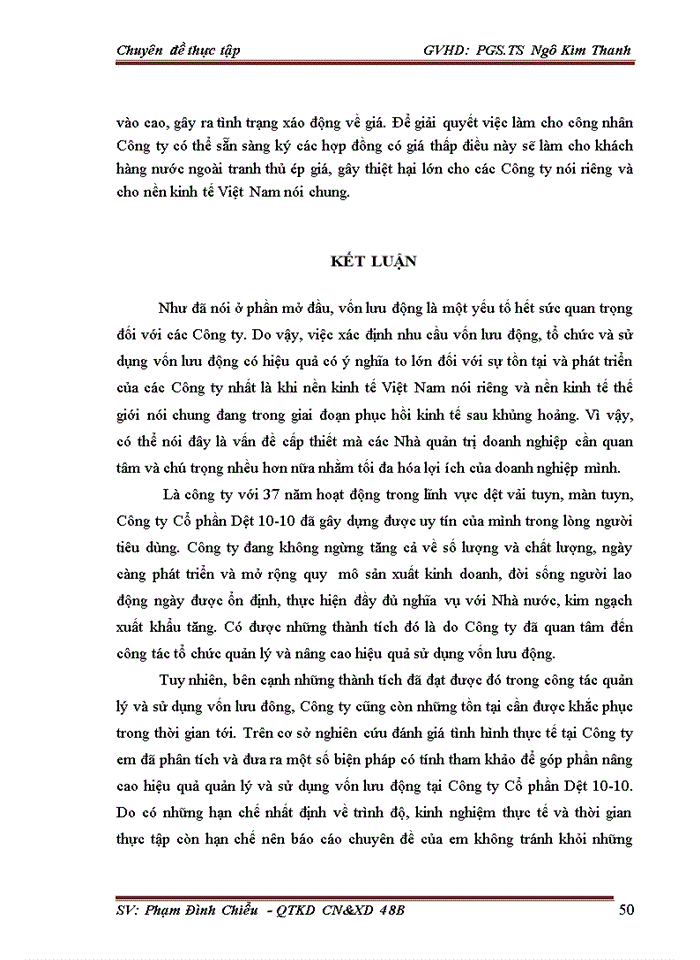 image for page Nâng cao hiệu quả quản lý và sử dụng Vốn lưu động tại Công ty Cổ phần Dệt 10-10