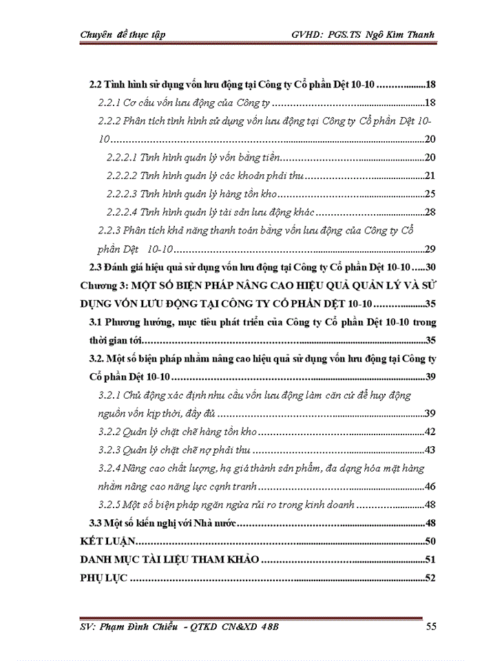 image for page Nâng cao hiệu quả quản lý và sử dụng Vốn lưu động tại Công ty Cổ phần Dệt 10-10