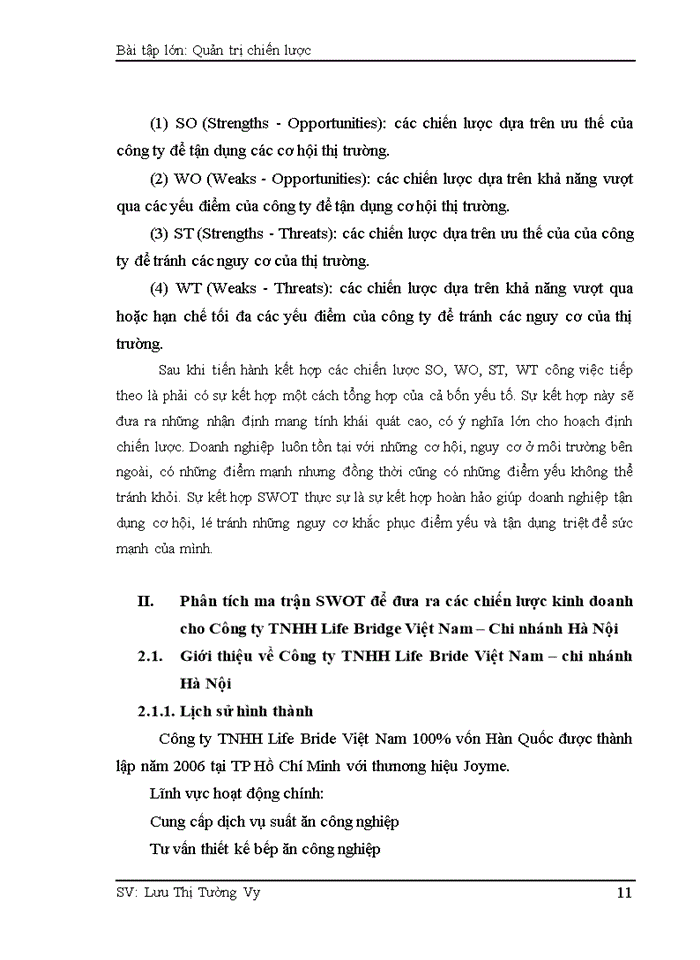 image for page Phân tích ma trận SWOT để đưa ra các chiến lược kinh doanh cho Công ty TNHH Life Bridge Việt Nam – Chi nhánh Hà Nội