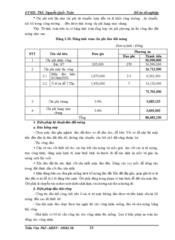 image for page Dự toán thi công cho các giai đoạn xây dựng và tính các chỉ tiêu kinh tế - kỹ thuật của phương án tổ chức thi công