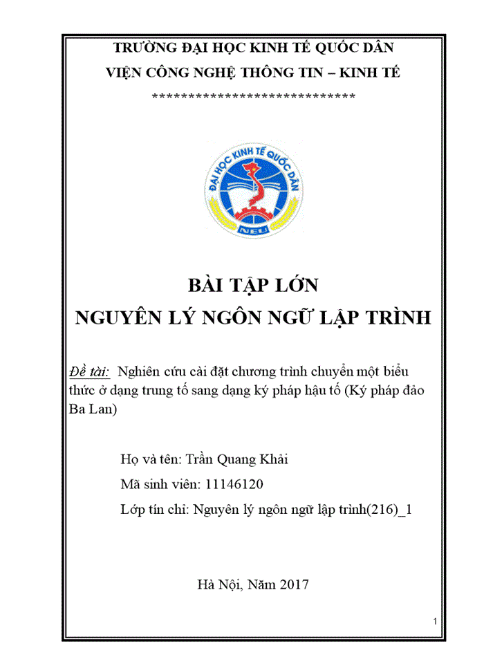 image for page Nghiên cứu cài đặt chương trình chuyển một biểu thức ở dạng trung tố sang dạng ký pháp hậu tố (Ký pháp đảo Ba Lan)