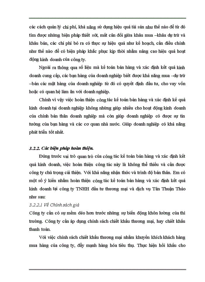 image for page Hoàn thiện công tác kế toán bán hàng và xác định kết quả kinh doanh tại Công ty TNHH  Đầu tư thương mại và dịch vụ Tân Thuận Thảo