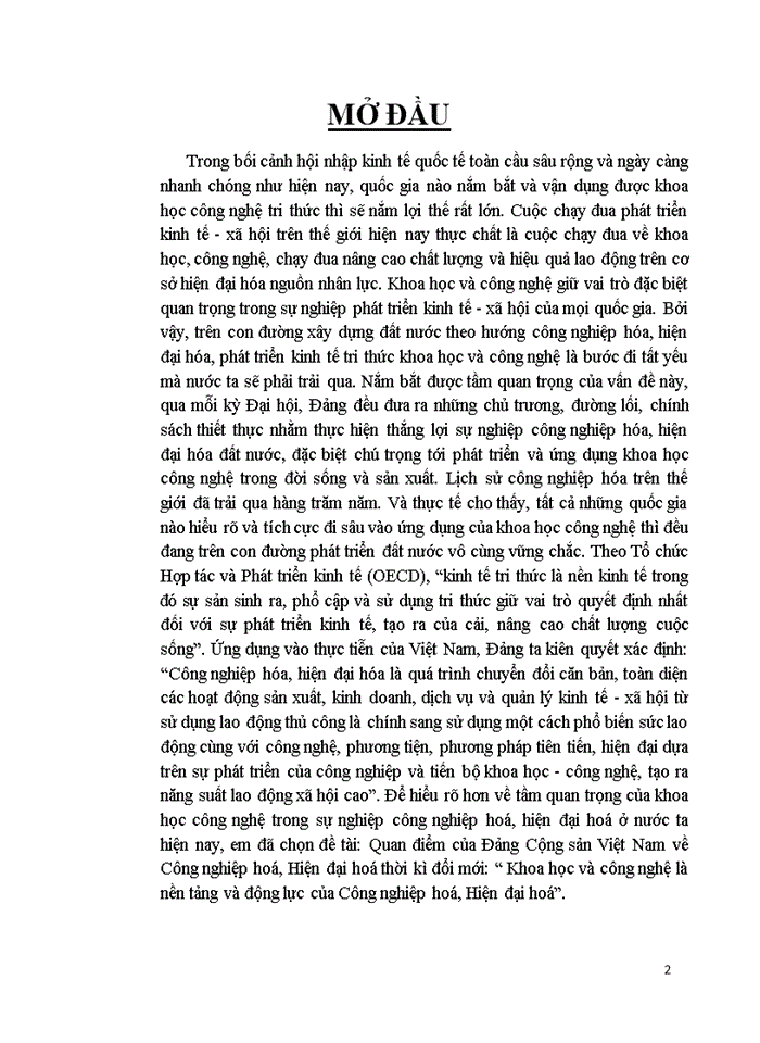 Khoa học công nghệ là nền tảng và là động lực quan trọng của quá trình CNH-HDH đất nước