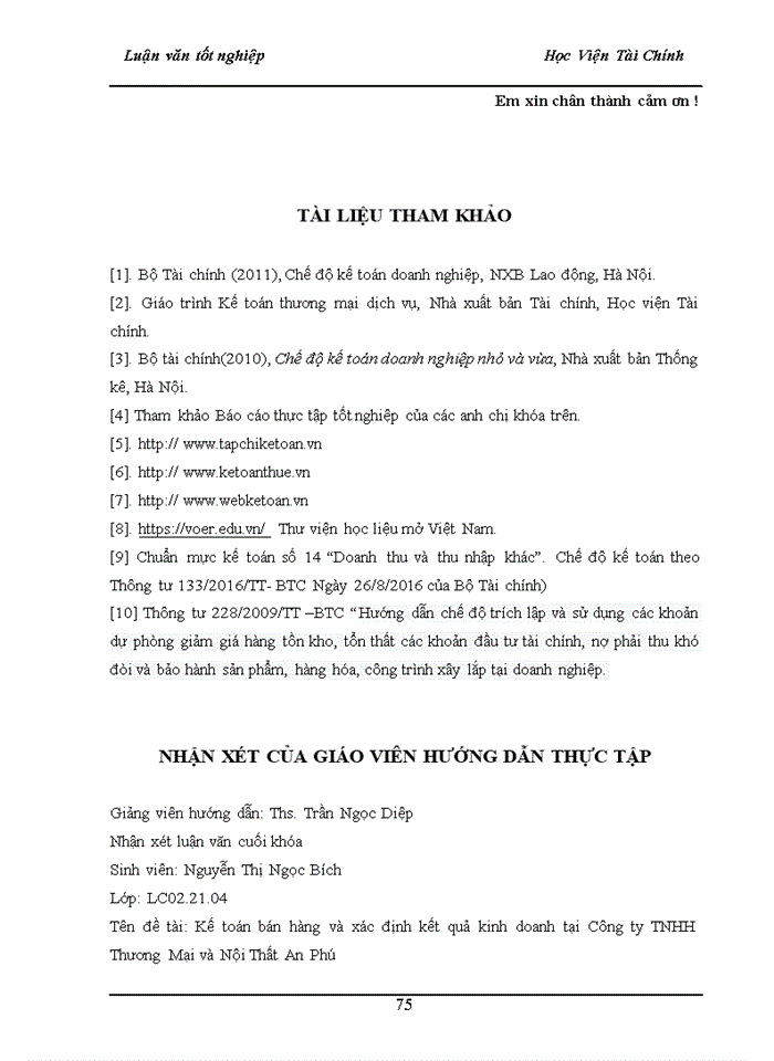 image for page Kế toán bán hàng và xác định kết quả kinh doanh tại Công ty TNHH Thương mại và nội thất An Phú