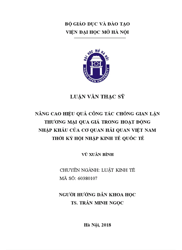 Nâng cao hiệu quả công tác chống gian lận thương mại qua giá trong hoạt động nhập khẩu của cơ quan hải quan Việt Nam thời kỳ hội nhập kinh tế quốc tế