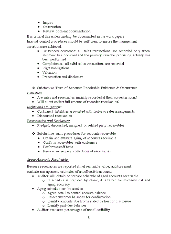 image for page Discussion of audit of account receivables in financial statement audit