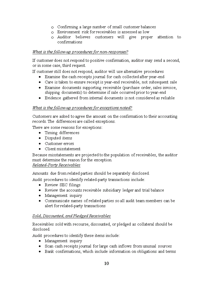 image for page Discussion of audit of account receivables in financial statement audit