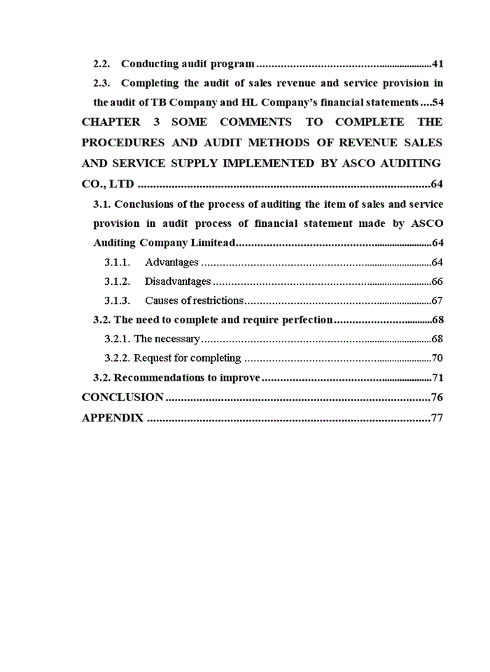 image for page Complete the audit process of sales items and service provision revenue in auditing financial statements of ASCO Auditing Company