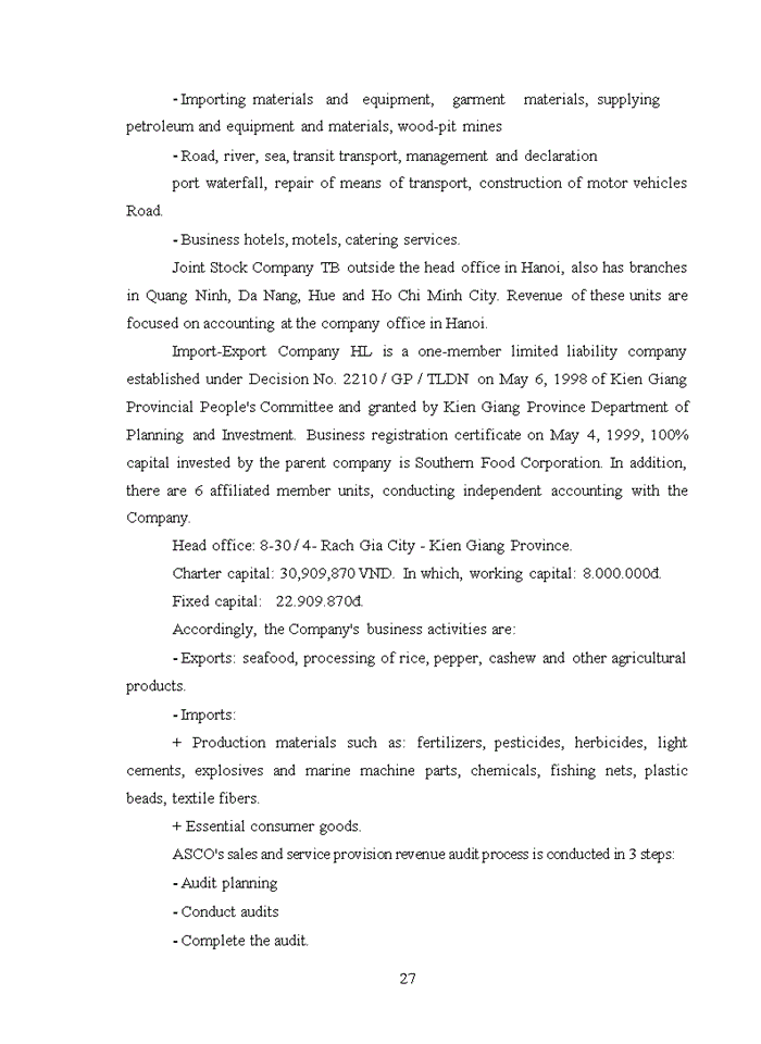 image for page Complete the audit process of sales items and service provision revenue in auditing financial statements of ASCO Auditing Company