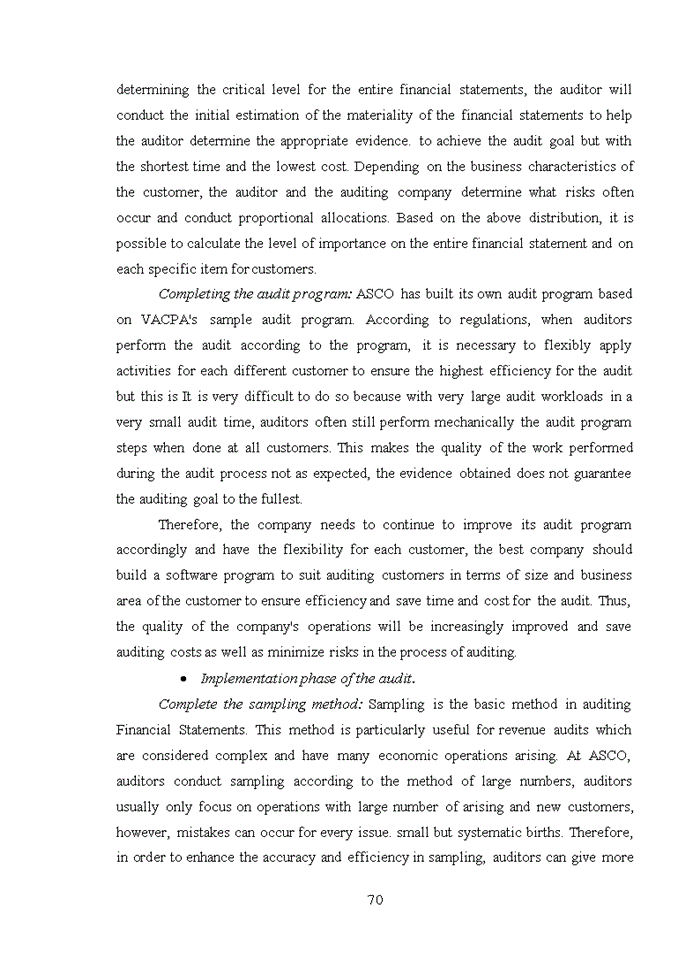 image for page Complete the audit process of sales items and service provision revenue in auditing financial statements of ASCO Auditing Company