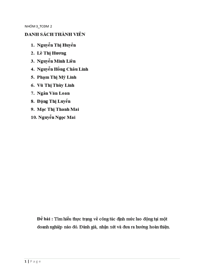 image for page Tìm hiểu thực trạng về công tác định mức lao động tại một doanh nghiệp nào đó. Đánh giá, nhận xét và đưa ra hướng hoàn thiện