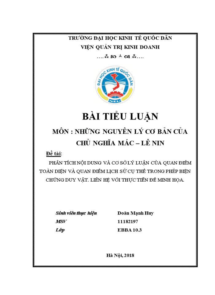 image for page Phân tích nội dung và cơ sở lý luận của quan điểm toàn diện và quan điểm lịch sử cụ thể trong phép biện chứng duy vật. liên hệ với thực tiễn để minh họa.