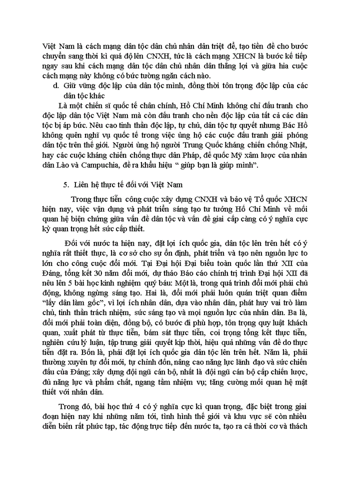 image for page Phân tích quan điểm Hồ Chí Minh về mối quan hệ giữa giai cấp và dân tộc, liên hệ thực tiễn Việt Nam hiện nay