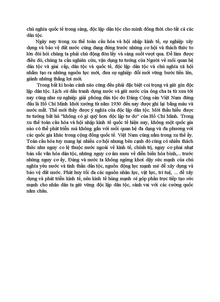 image for page Phân tích quan điểm Hồ Chí Minh về mối quan hệ giữa giai cấp và dân tộc, liên hệ thực tiễn Việt Nam hiện nay