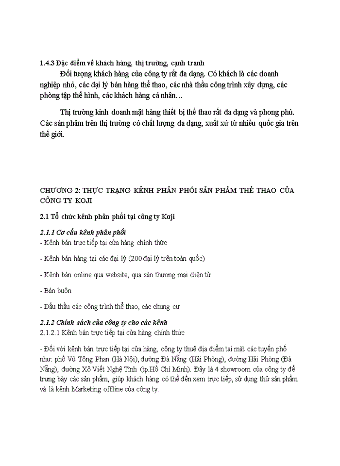 image for page Phát triển kênh phân phối mặt hàng thể thao của công ty cổ phần thể thao Koji