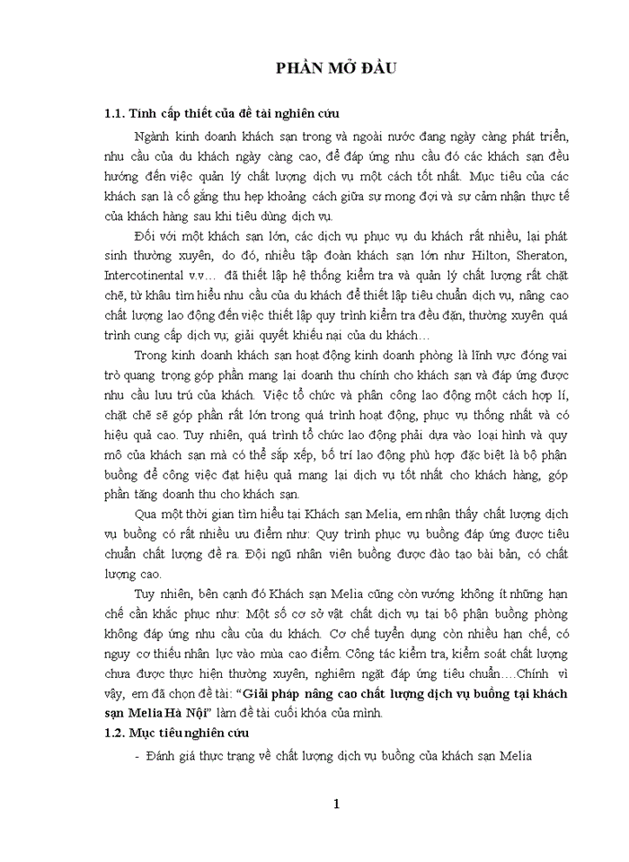 image for page Giải pháp nâng cao chất lượng dịch vụ buồng tại khách sạn Melia Hà Nội