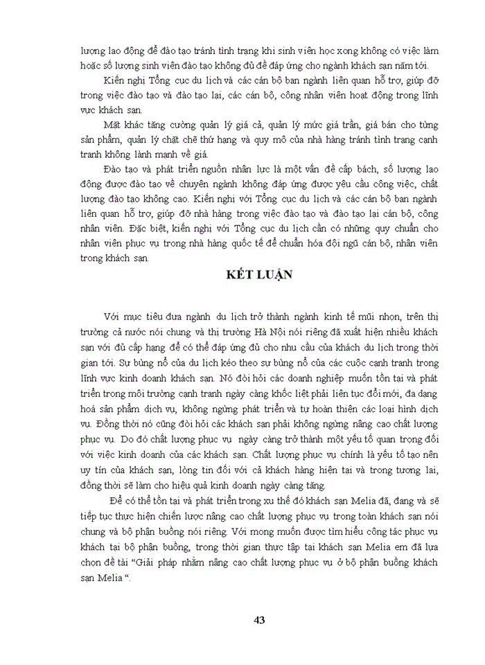 image for page Giải pháp nâng cao chất lượng dịch vụ buồng tại khách sạn Melia Hà Nội