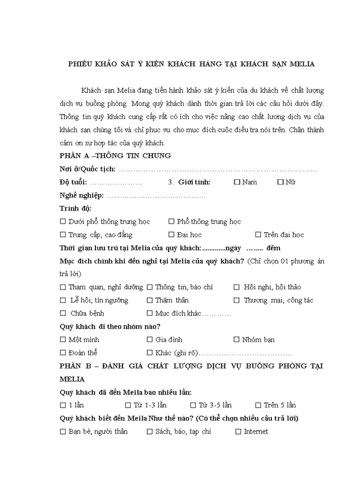 image for page Giải pháp nâng cao chất lượng dịch vụ buồng tại khách sạn Melia Hà Nội