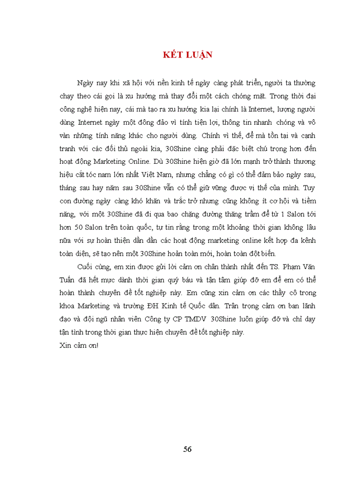 image for page Hoàn thiện hoạt động Marketing online cho thương hiệu 30Shine của Công ty Cổ phần TMDV 30Shine