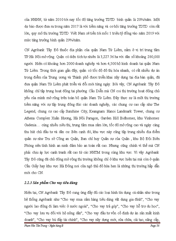 image for page Mở rộng cho vay tiêu dùng tại ngân hàng nông nghiệp và phát triển nông thôn Việt Nam chi nhánh Tây Đô