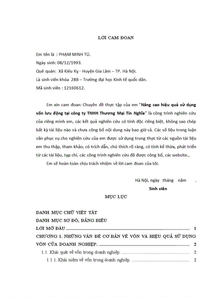 image for page Nâng cao hiệu quả sử dụng vốn lưu động tại công ty TNHH Thương Mại Tín Nghĩa