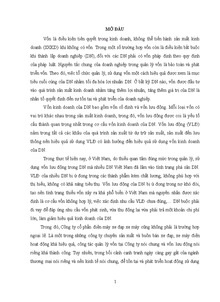 image for page Nâng cao hiệu quả sử dụng vốn lưu động tại Công ty cổ phần điện máy xe đạp xe máy