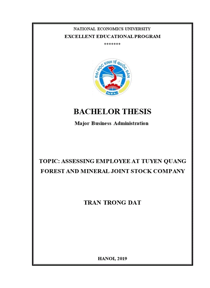 image for page Assessing employee at tuyen quang forest and mineral joint stock company