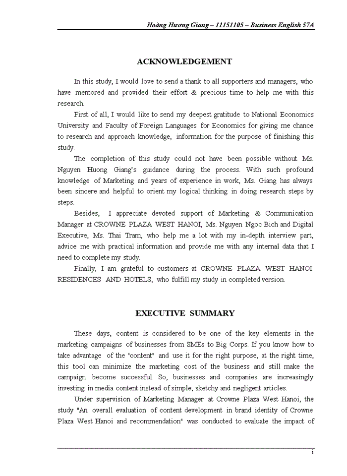 image for page An overall evaluation of content marketing in brand identity of Crowne Plaza West Hanoi and recommendation