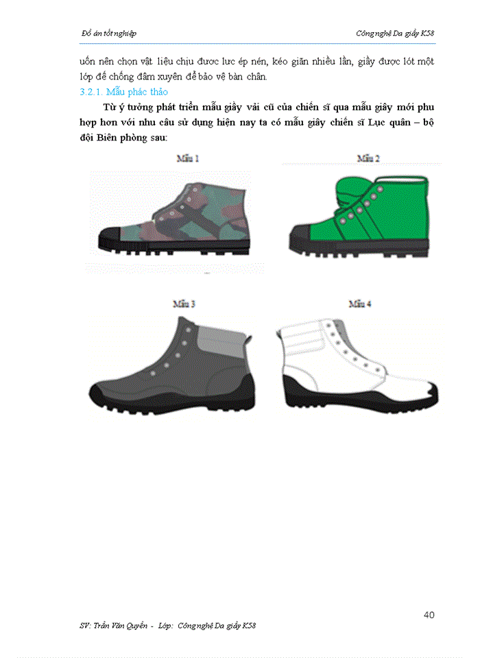 image for page Thiết kế phát triển giầy vải  cho bộ đội lục quân - bộ đội biên phòng trong quân đội nhân dân việt nam