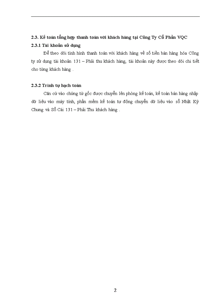 image for page Hoàn thiện kế tóan thanh toán với khách hàng tại công ty cổ phần VQC