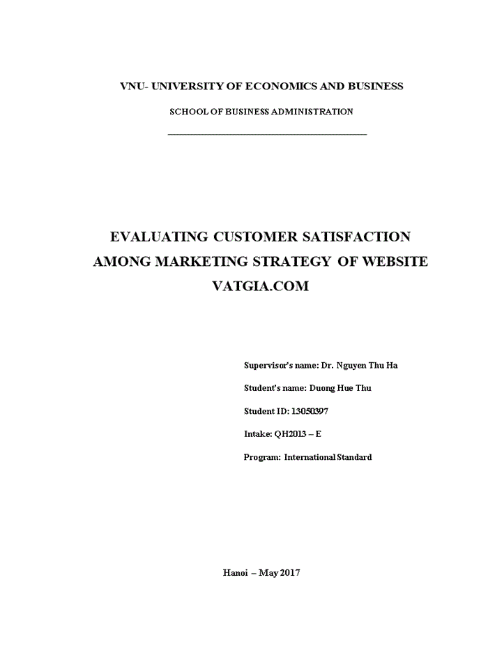 image for page Evaluating customer satisfaction among marketing strategy of website vatgia.com