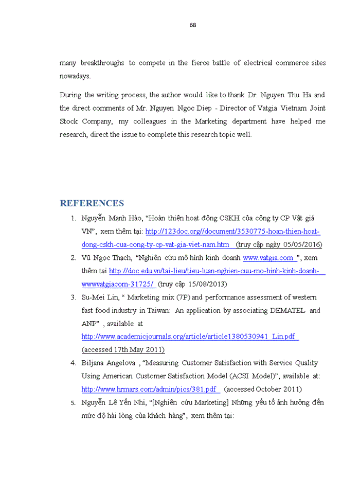 image for page Evaluating customer satisfaction among marketing strategy of website vatgia.com